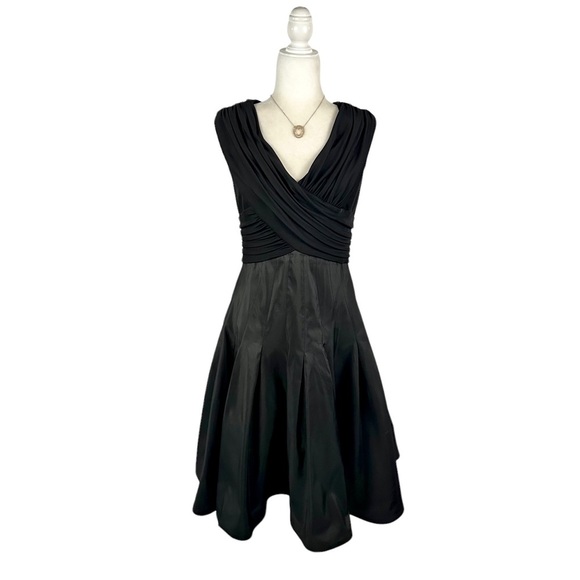 Tadashi Shoji Black Pleated Fit and Flare Midi Dress - Picture 15 of 16